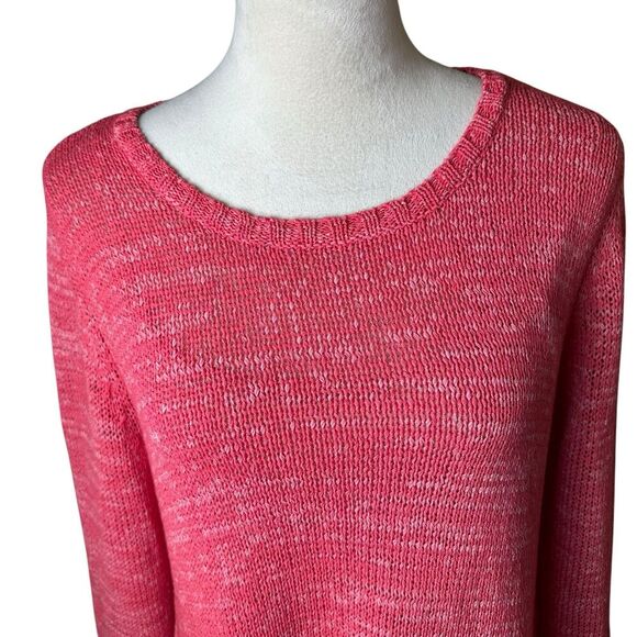 Soft Surroundings Asymmetrical Open Knit Tunic Sweater Salmon Pink Size Medium - Picture 5 of 12